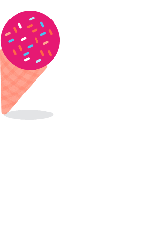 An illustration of four different types of icecream, with different toppings